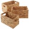 Casafield Set of 3 Water Hyacinth Storage Baskets with Handles - Small, Medium, and Large Woven Nesting Storage Bin Organizers for Shelves in Bathroom, Laundry Room, Pantry
